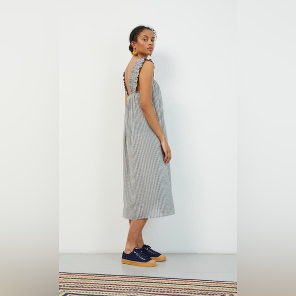 Beck Snodergaard NWT Small Alohi Adeline Sheer Striped Dress Ruffle Sundress - Picture 2 of 15